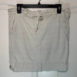 Loft Cream Mini Skirt Linen Cotton Blend Drawstring Pockets Womens‎ Small Petite